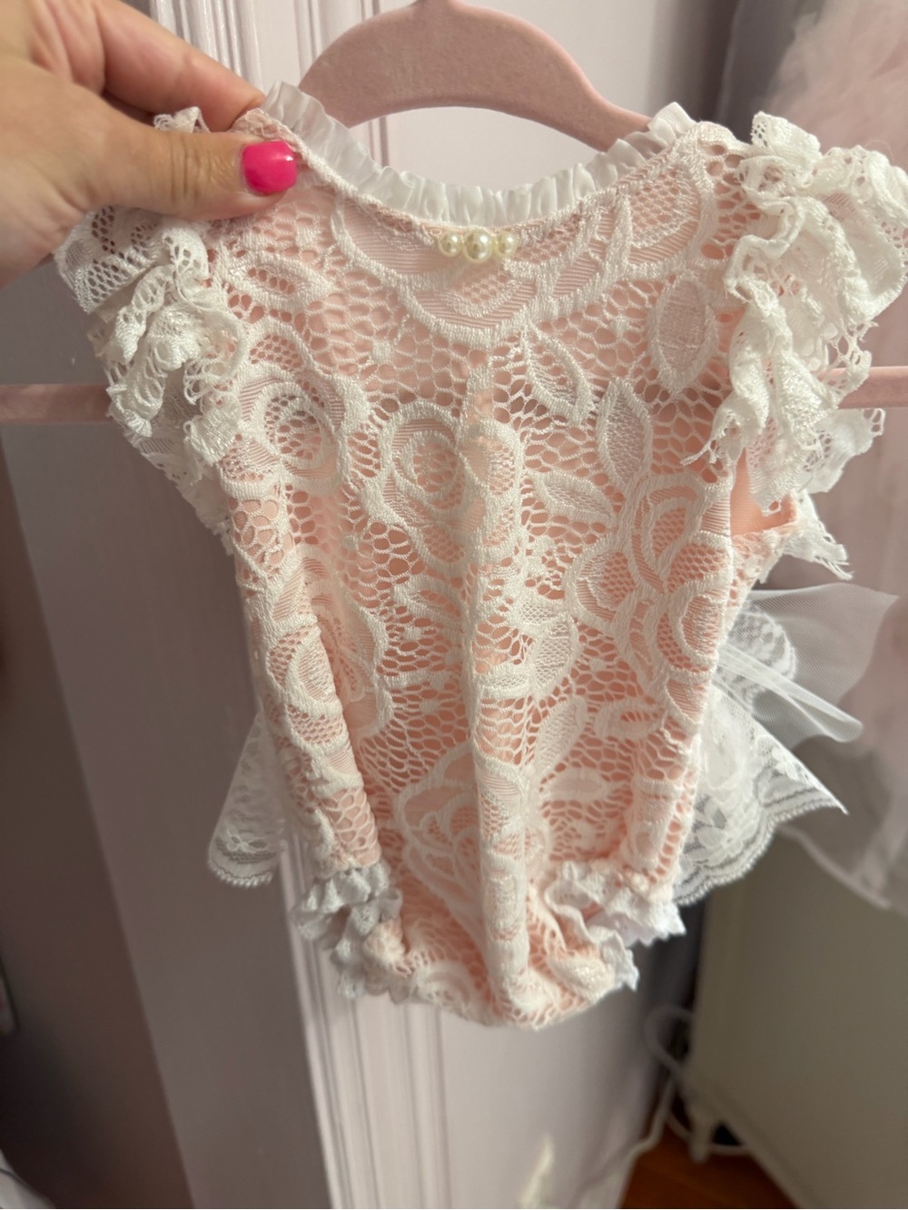Custom Newborn Blush Pink Ivory Lace Photo Shoot Outfit Set